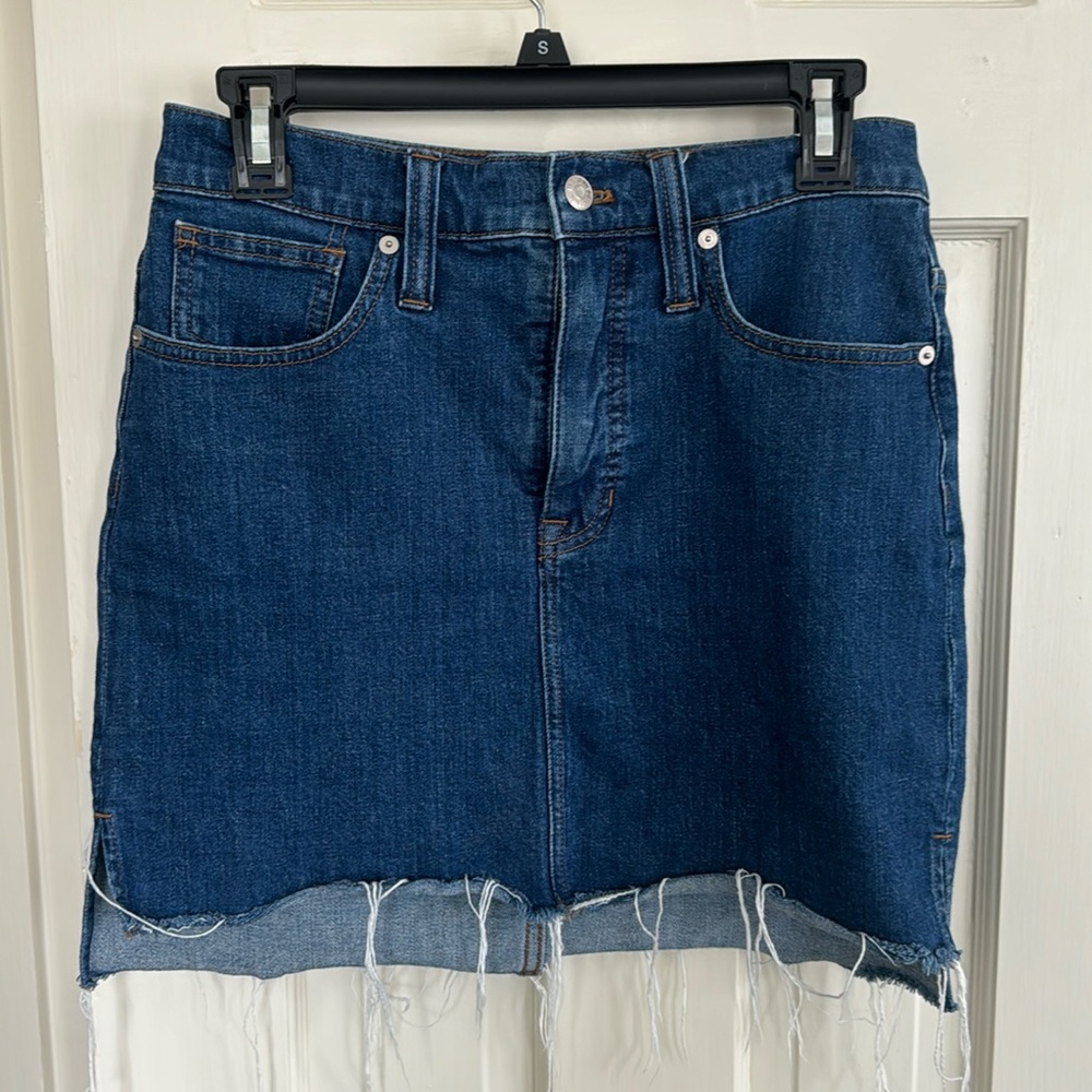 Madewell Stretch Denim Straight Mini Skirt: Step-Hem Edition
